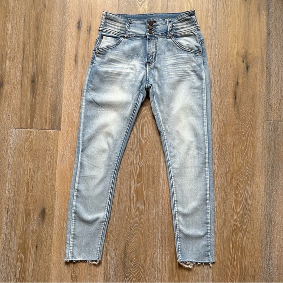 Revamped Denim Jeans High Waist Cropped Hem Skinny Straight - Size 11 - Picture 2 of 12